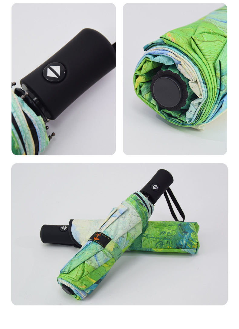 Fully automatic 8-bone outdoor umbrella, all-weather umbrella, umbrella for sun protection, automatic black rubber umbrella, folding umbrella pic 35