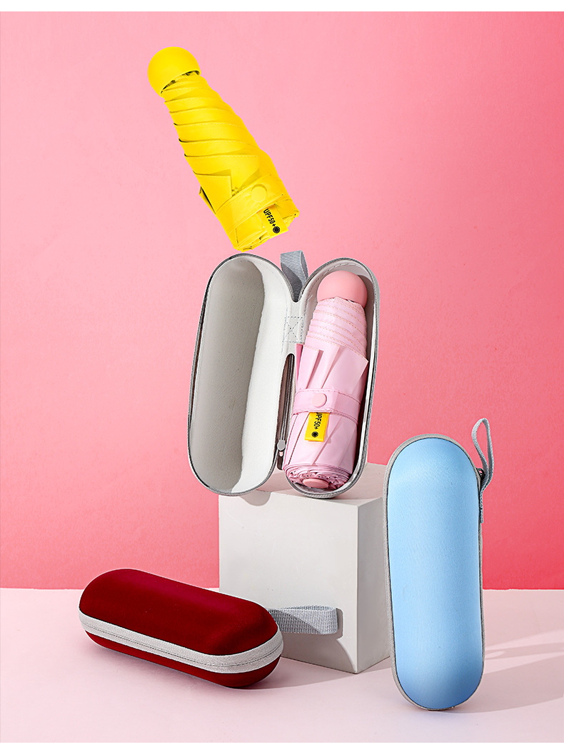 五折六骨口袋胶囊伞晴雨两用伞小巧可印刷logo遮阳防紫外线防晒伞详情6