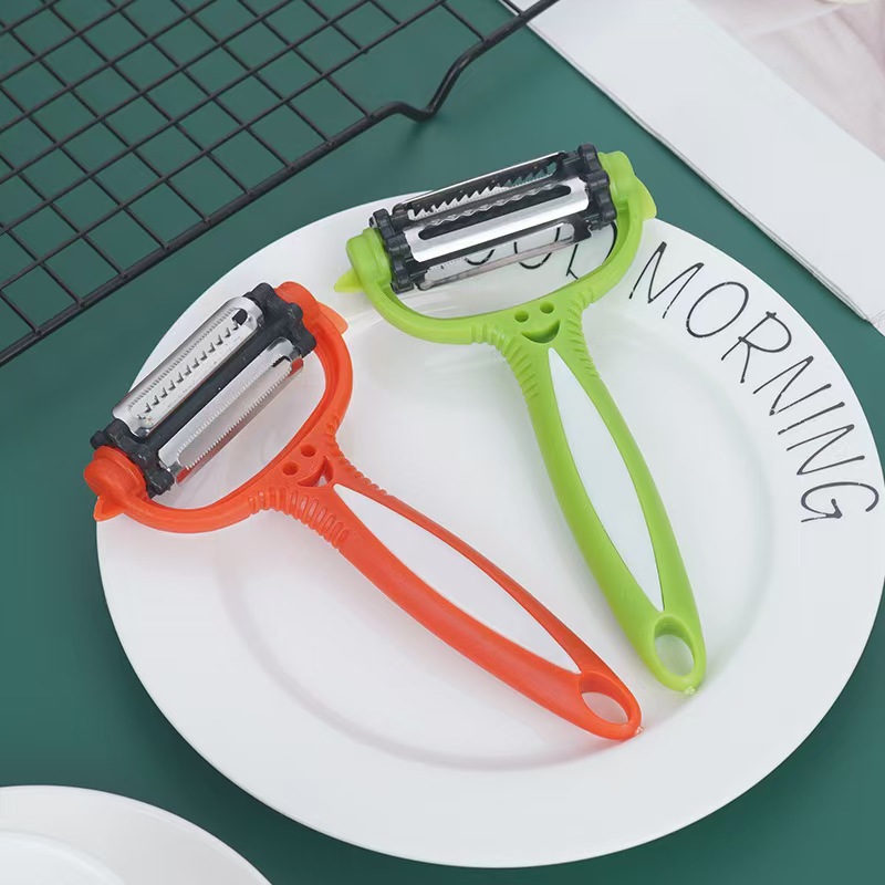 Smiling face peeler, a small kitchen peeler, a three-in-one multi-purpose fruit and vegetable peeler, slicing and peeler pic 1
