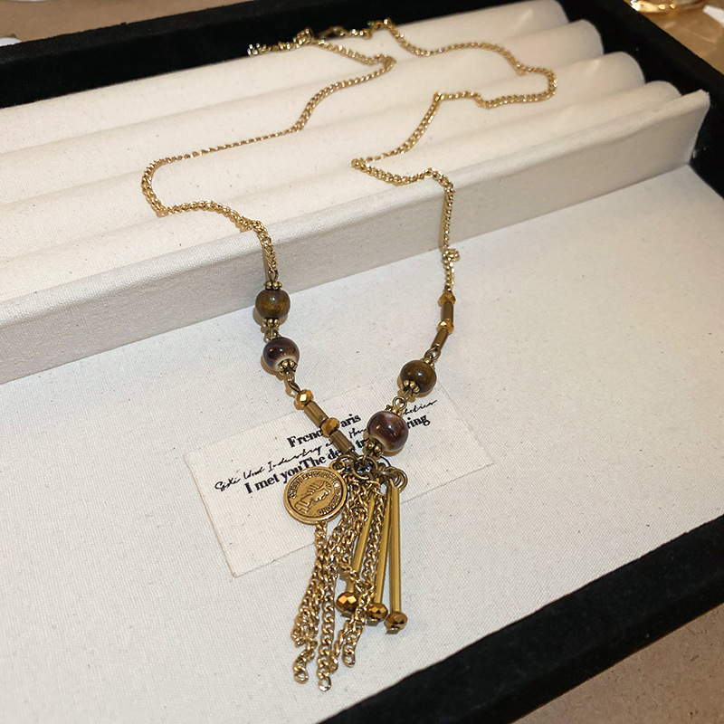 跨境复古民族风吊坠项链网红百搭高级感毛衣链小众简约饰品批发女详情13