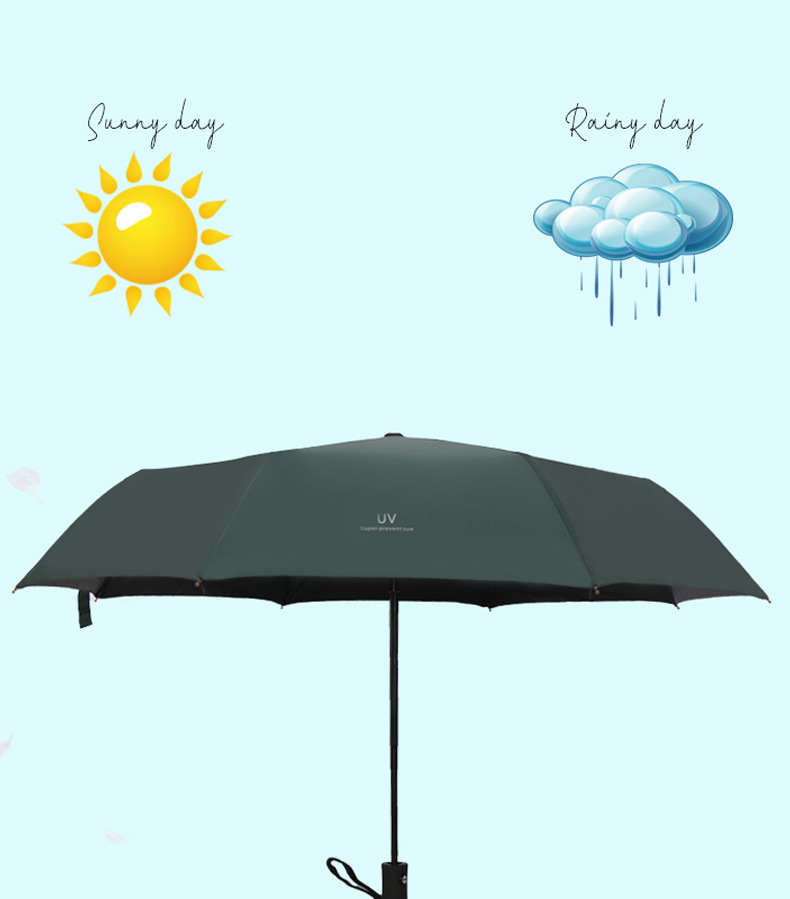 自动UV雨伞晴雨伞遮阳防紫外线折叠伞黑胶广告伞印制LOGO厂家批发详情7