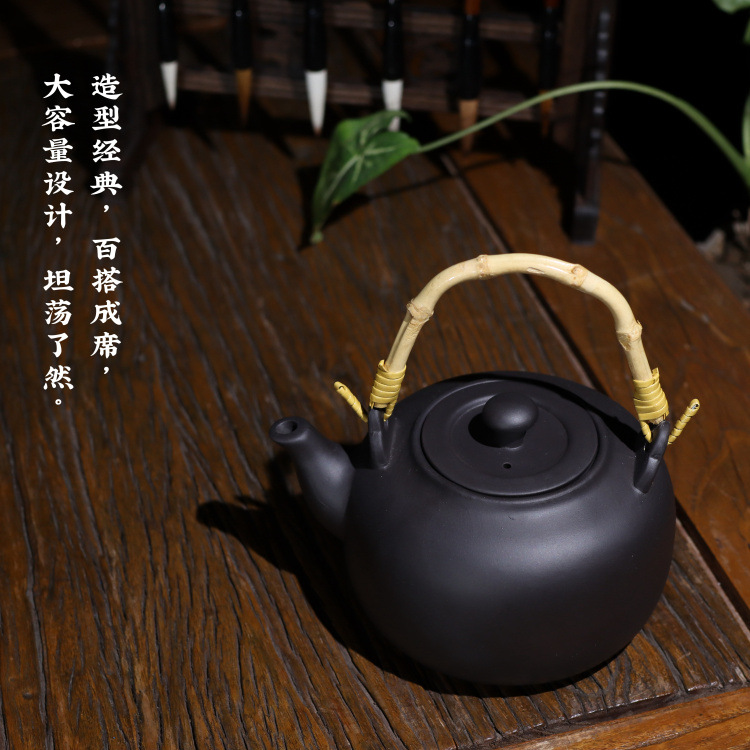 Special offer: Large-capacity purple clay kettle, Gongfu tea set, charcoal stove kettle, household and outdoor handle kettle, suitable for boiling teapots pic 14