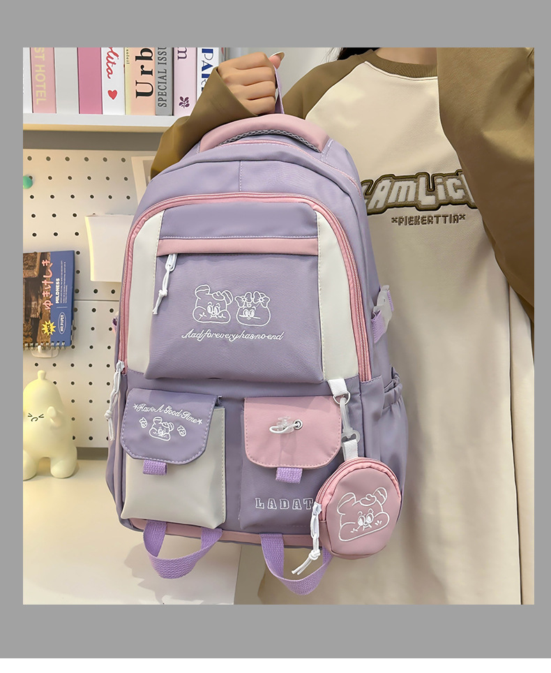 Japanese and Korean casual backpacks, forest-style schoolbags, multi-pocket schoolbags for primary school students, large capacity for cross-border travel for junior and senior high school students pic 1