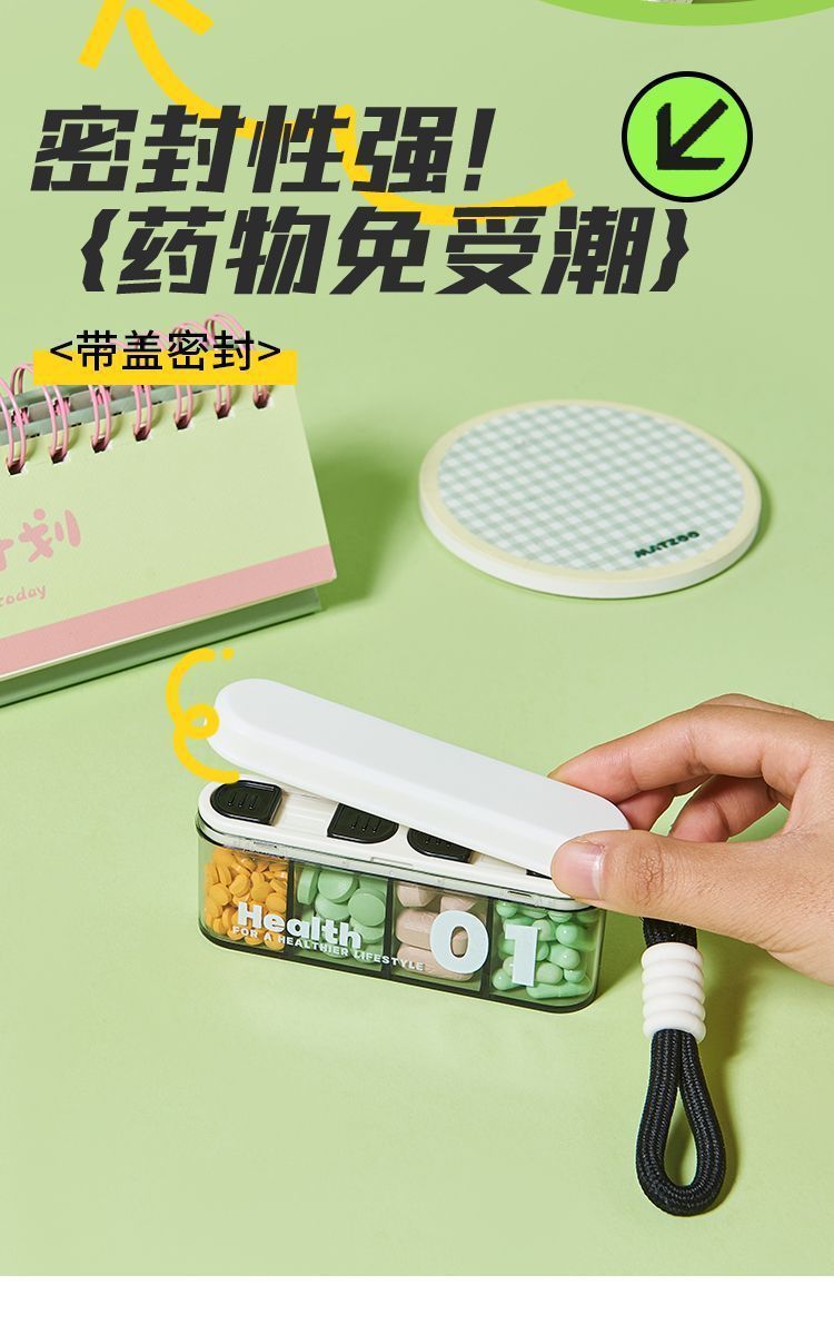 Portable medicine box, small medicine dispensing box, mini medicine storage box for seven days a week, divided into compartments for three meals a day pic 7