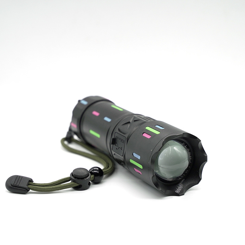 Wholesale of new outdoor camping patrol long-range rechargeable zoom telescopic portable aluminum alloy mountain flashlights pic 4