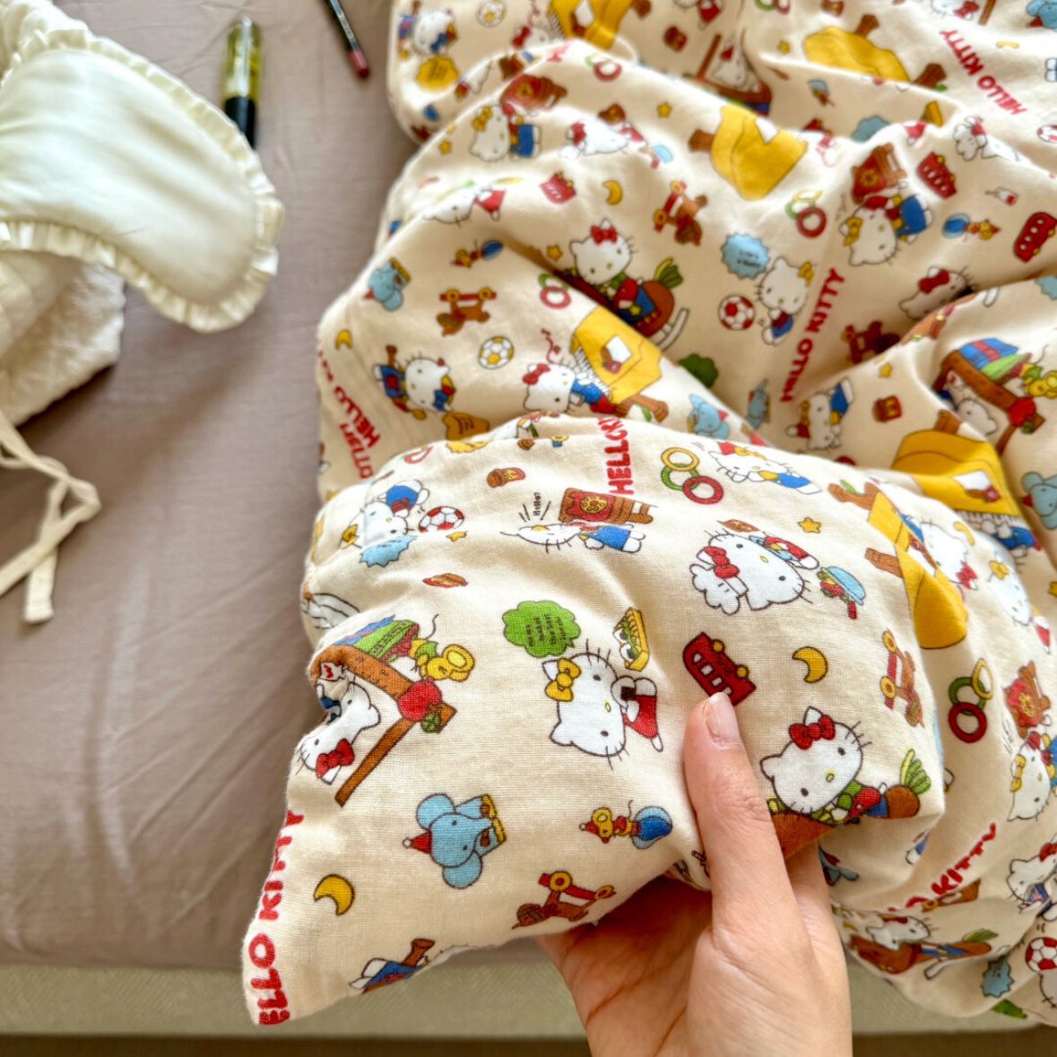 小红书A类全棉有氧双层纱四件套母婴级透气纯棉纱布小清新Kitty猫详情25