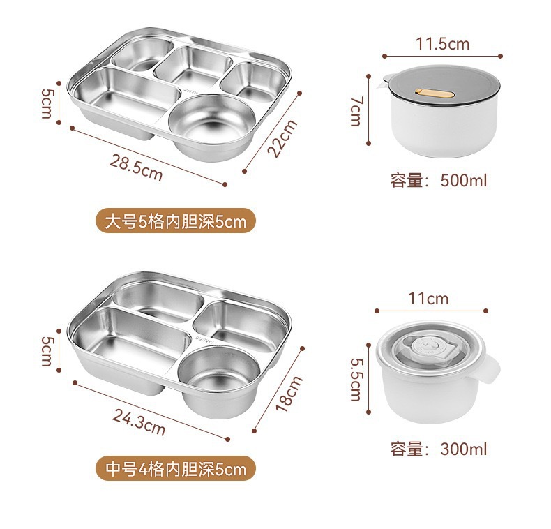 Food-grade oversized lunch box, microwave-safe 316 stainless steel lunch box for work, student insulated and sealed box pic 2