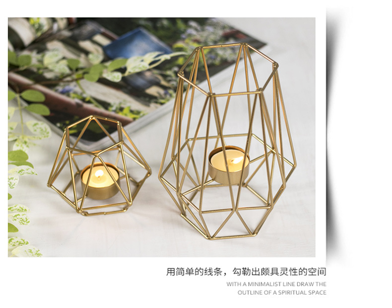 北欧ins风格金属烛台 简约现代金色铁艺蜡烛器皿 高级感西餐摆件 创意装饰蜡烛台详情8