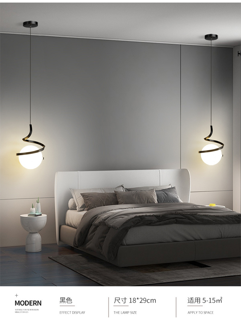 北欧卧室床头吊灯现代简约餐厅吧台灯电视背景墙轻奢网红小吊灯详情6