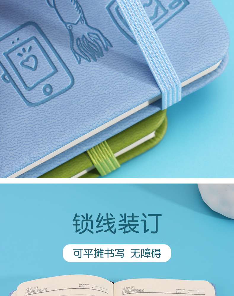 亚马逊A6可爱手账本日记本学生用笔记本定制卡通盖章本绑带记事本详情9