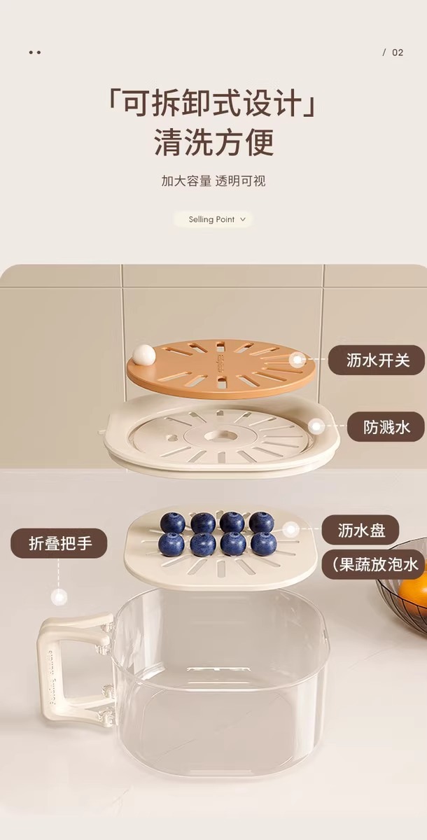 沥水篮厨房洗菜盆圆形洗菜篮家用水果清洗盆菜篮子洗菜筐水果盘详情6