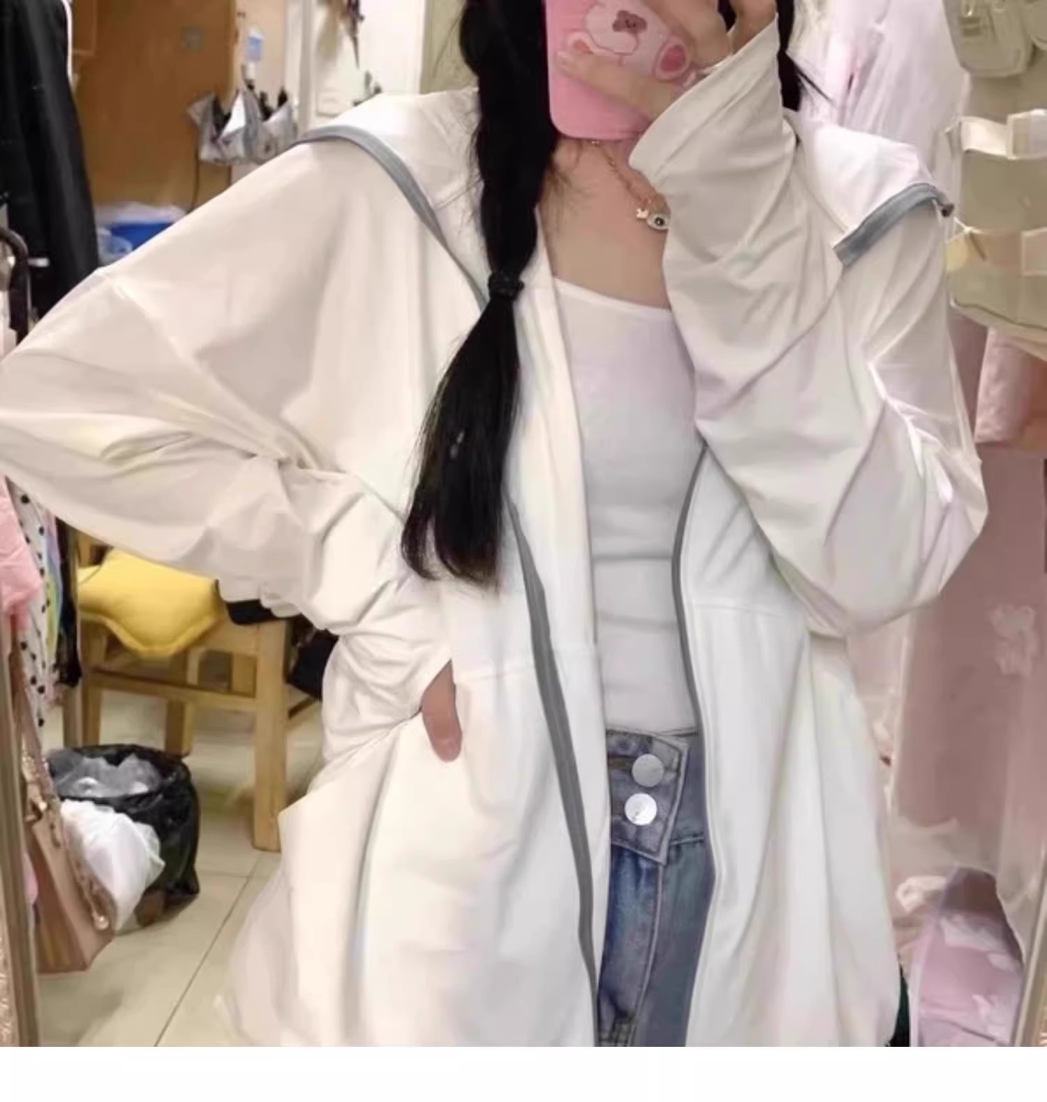 Ice silk hooded sun-protective clothing, thin outdoor wear, sun-protective clothing for women, loose summer 2025 new style cardigan pic 8