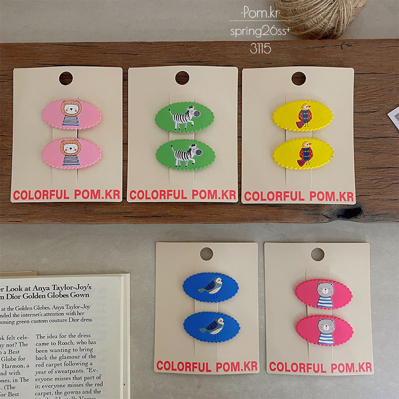 春季新款卡通印花椭圆儿童掰掰夹甜美前额碎发宝宝百搭刘海夹发卡详情2