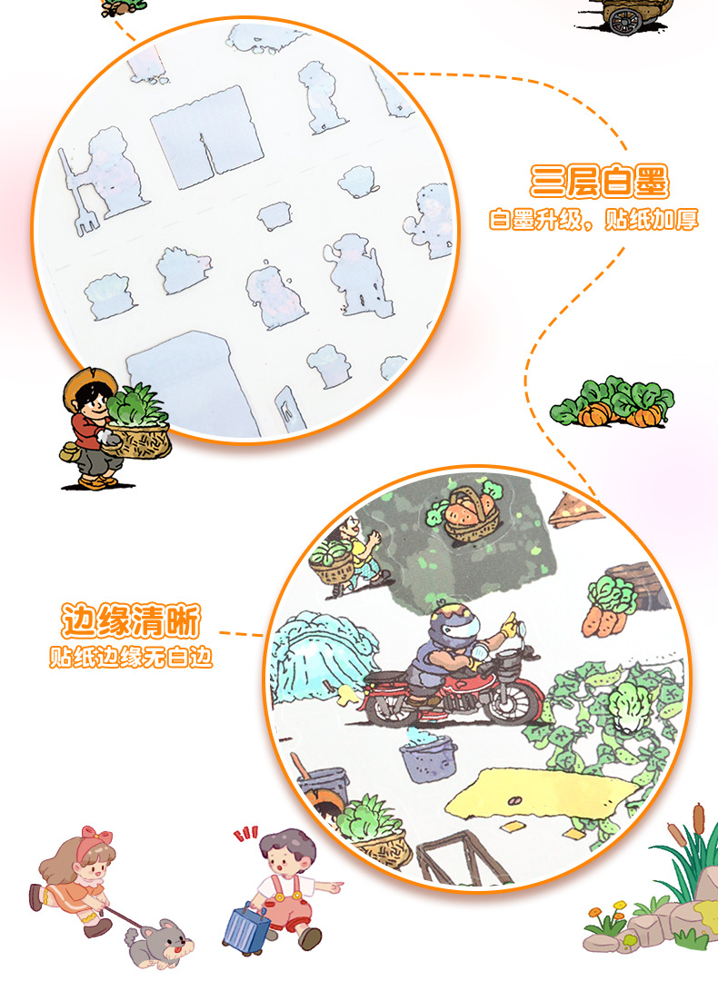 82.0艺蓝造景贴纸加大号逛菜园场景贴纸3D立体微缩场景贴纸手帐贴详情12