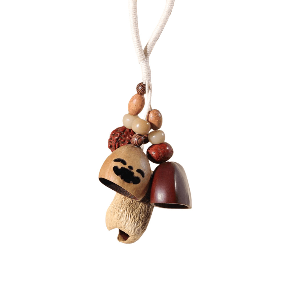 Indonesian handmade fruit shell wind chimes, natural Musical Instruments, sound therapy hand-cranked bells, fruit shell cranked bells, diy wind chime bags, hanging ornaments pic 13