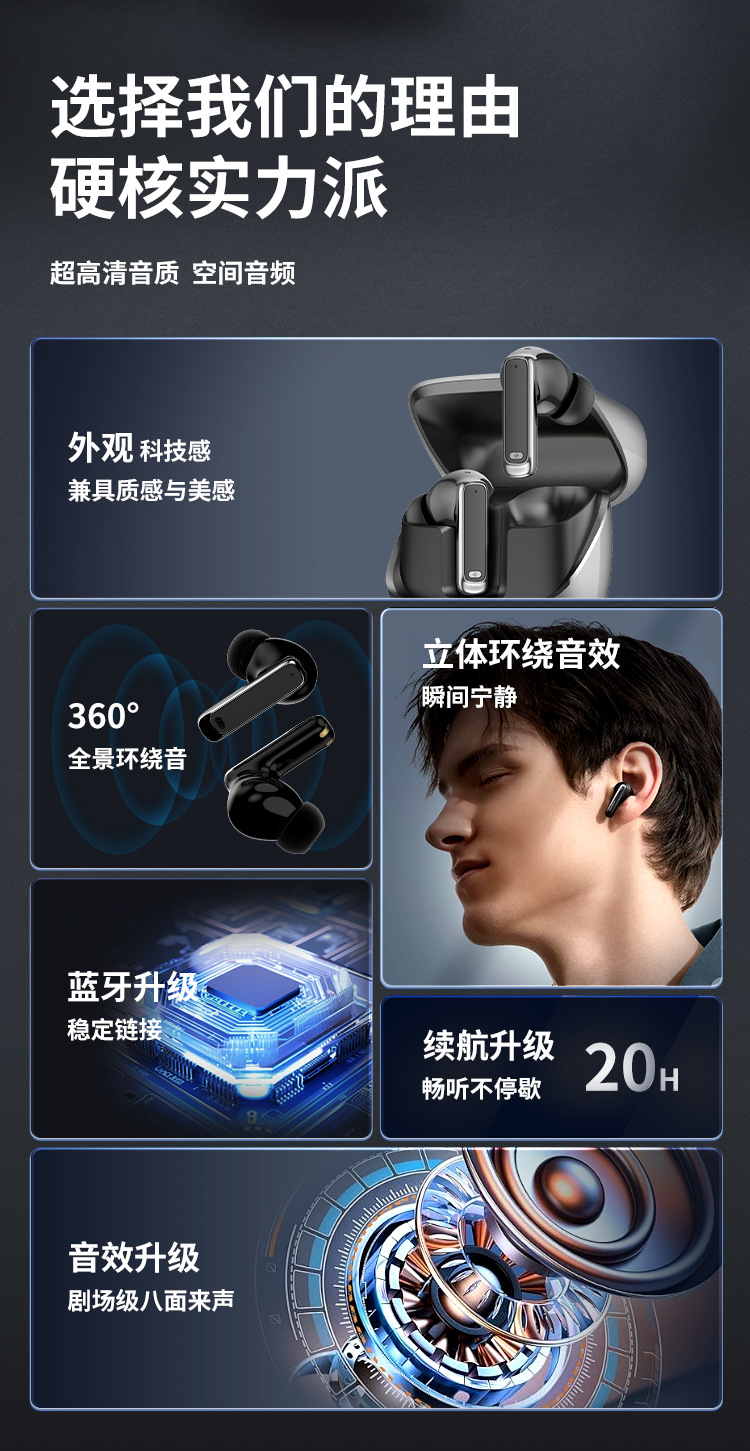 218蓝牙耳机无线降噪入耳式运动跨境新款长续航耳机低延迟快充详情5