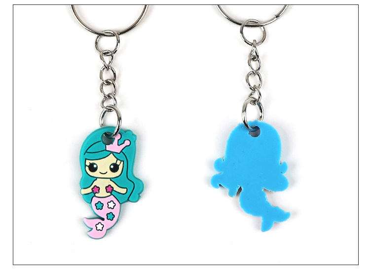 亚马逊PVC软胶钥匙扣广告小礼品美人鱼钥匙扣包包挂件公仔批发详情7