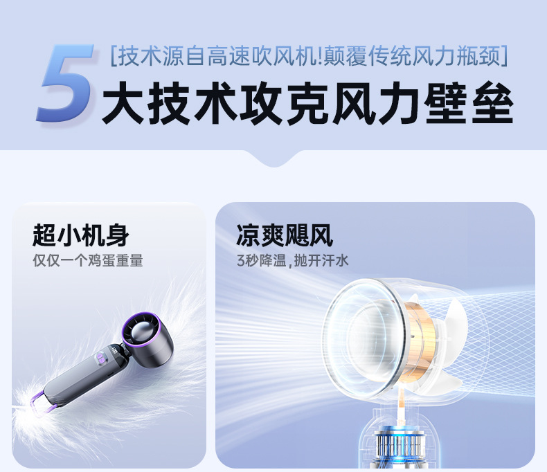 超高速小风炮强力劲风手持小风扇无叶涡轮迷你便携USB桌面电风扇详情6