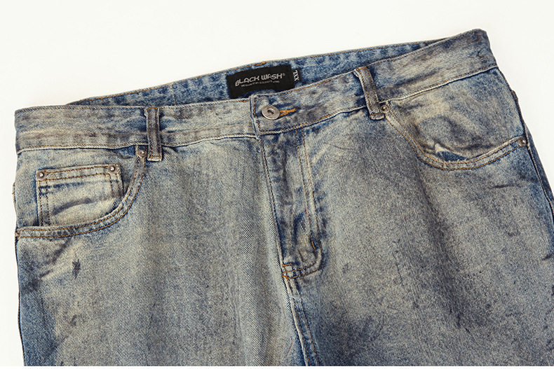 American retro high street washed distressed distressed distressed jeans for men and women, vintage loose straight-leg casual trousers pic 3
