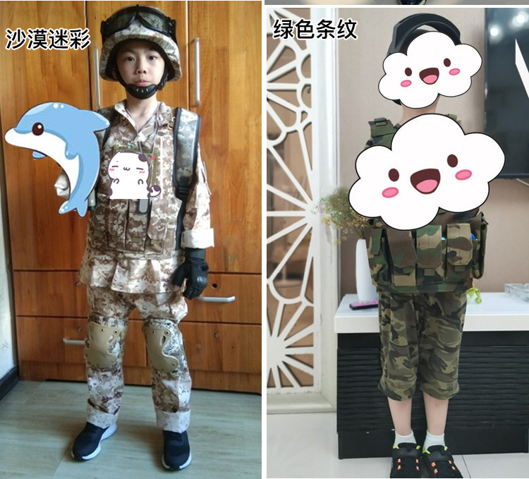儿童战术背心帆布马甲户外CS透气游戏吃鸡多功能迷彩衣详情5