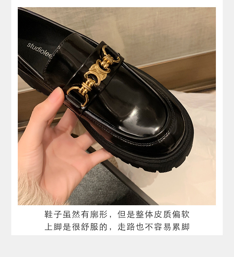 全牛皮~真皮小皮鞋女英伦风乐福鞋2023年新款圆头厚底日常JK单鞋详情9