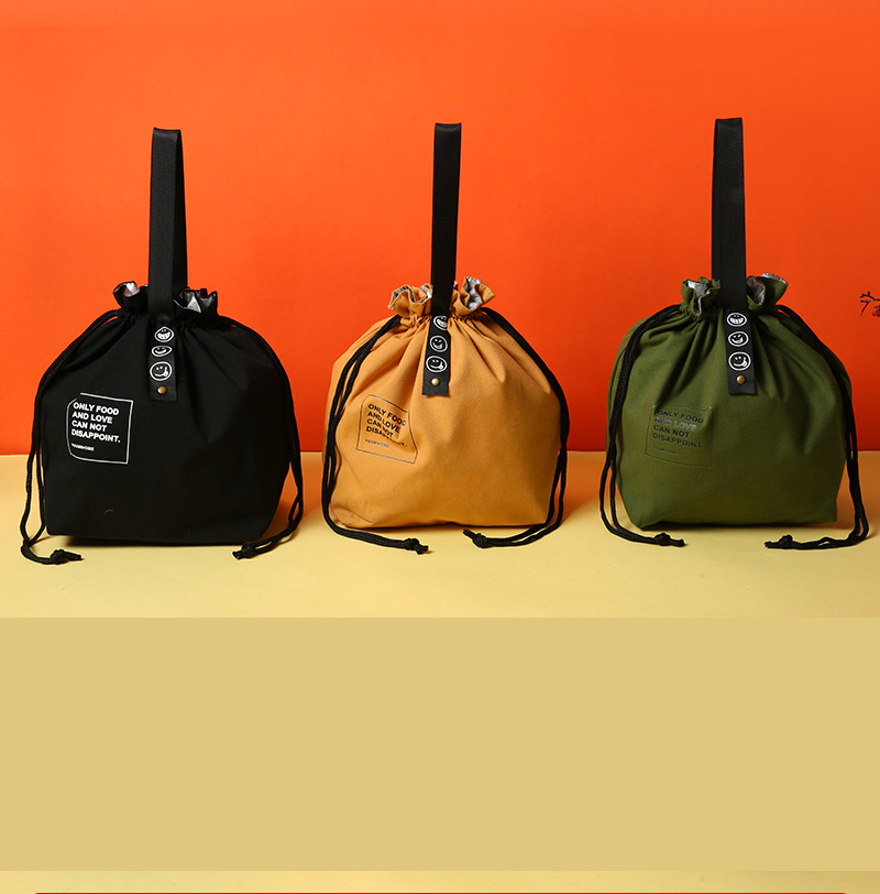 现货简约字母端午束口保温饭盒袋便携式棉麻便当包防水带饭收纳袋详情2