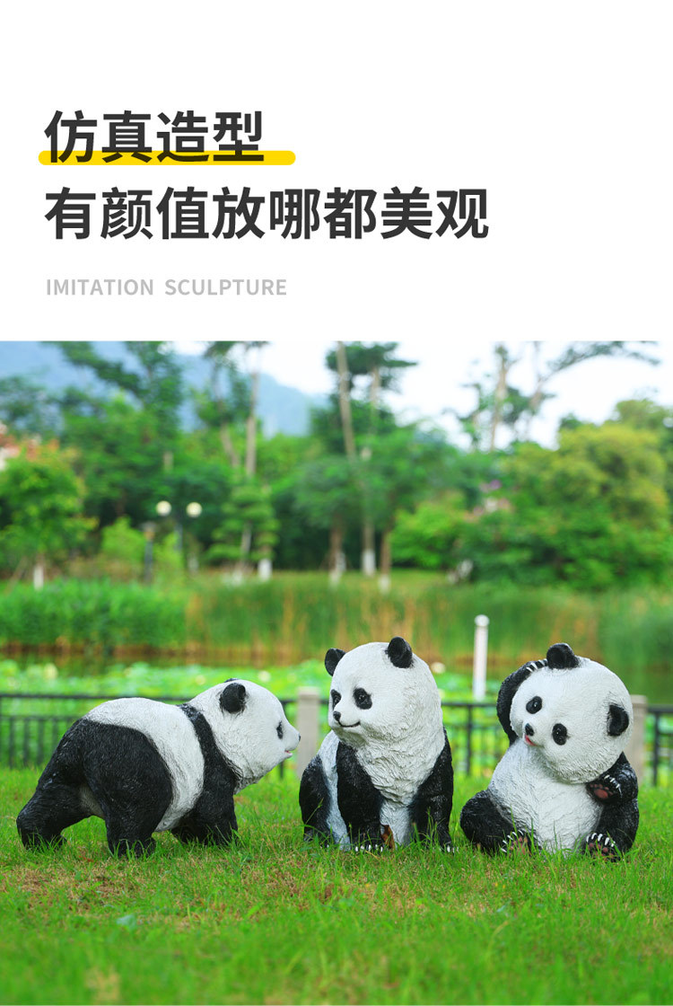 Factory direct sales of resin simulation panda ornaments for courtyard and garden decoration, outdoor animal lawns, and garden landscape sculptures pic 3