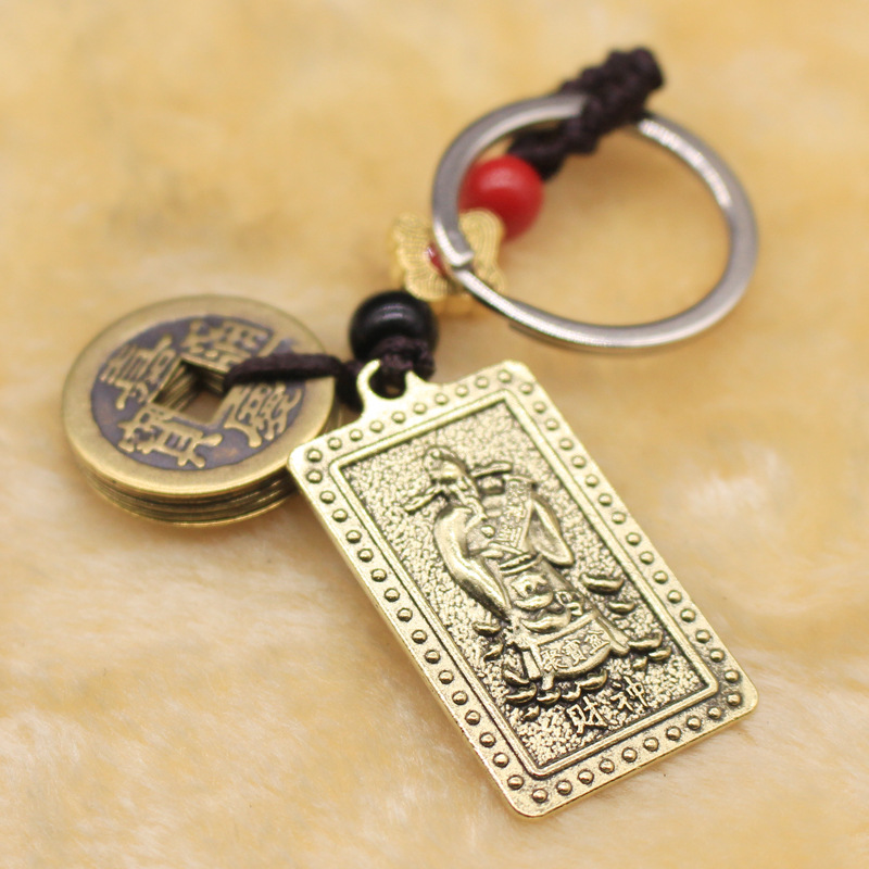 Pure handcrafted Five Emperors coin keychains, pendants, safety copper coins, car decoration, car accessories pic 5