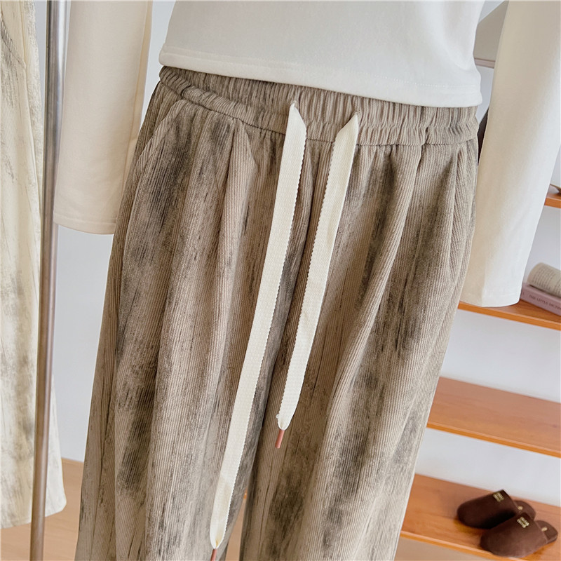 Autumn tie-dyed wide-leg pants, dirty pants, high-waisted, slimming, casual straight-leg loose floor-length pants for women pic 18