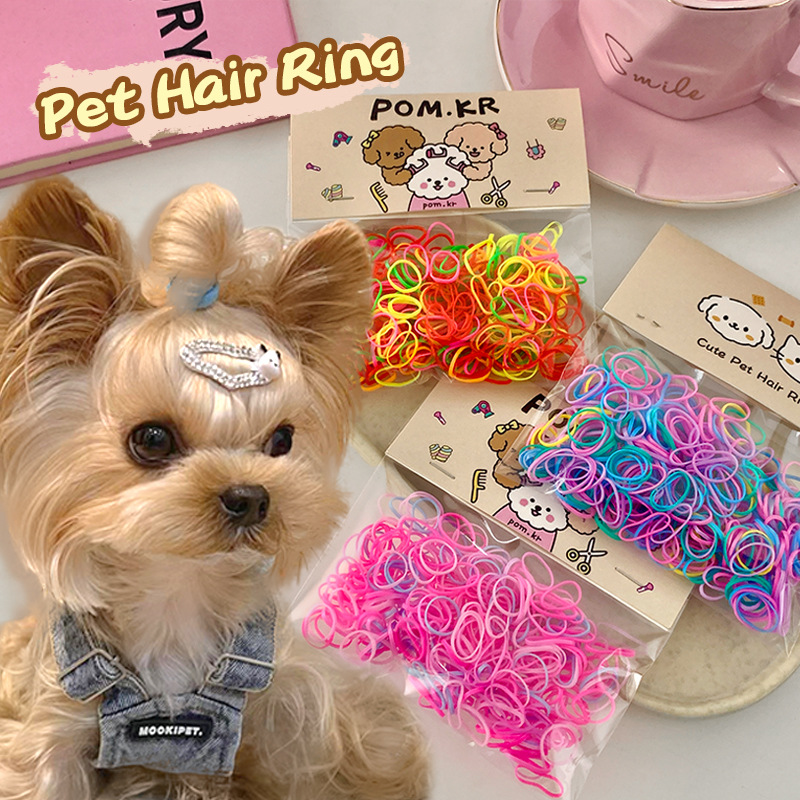 New colorful dopamine pet dog special small rubber band bangs broken hair band Yorkshire Teddy hair accessory pic 6