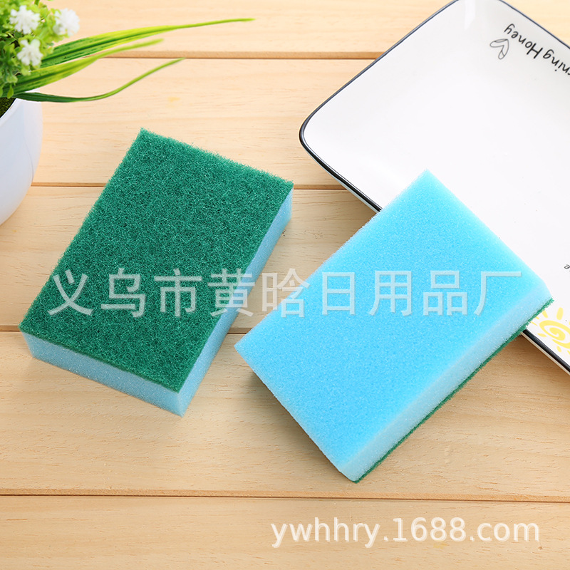 【 Chi Jia 】 Kitchen household cleaning sponge blocks, pot brushes, dish brushes, cleaning supplies, double-sided sponge cleaning blocks in color pic 4