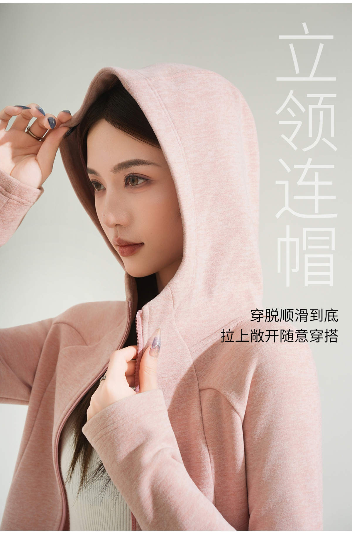 Cashmere and silk sports sweatshirt set for women, winter thickened with fleece and hooded casual set for women, windproof and warm for autumn and winter pic 7