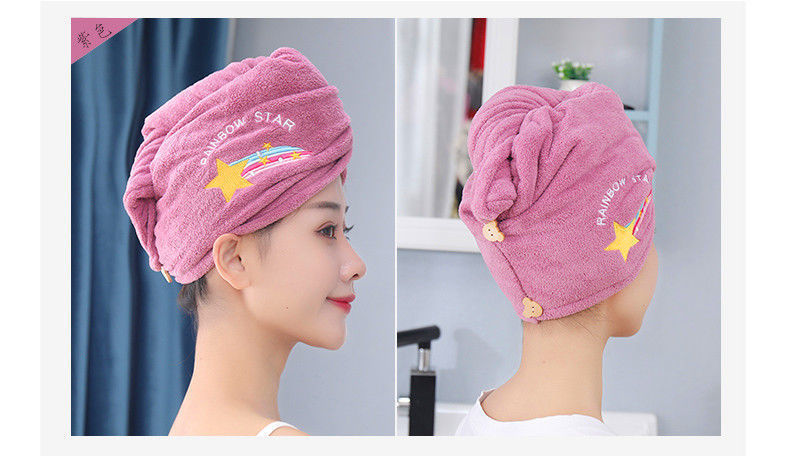 Dry hair cap, super absorbent bath cap, quick-drying hair wash, embroidered towel, hair wrap, thickened for women, long adult hair, headscarf pic 17