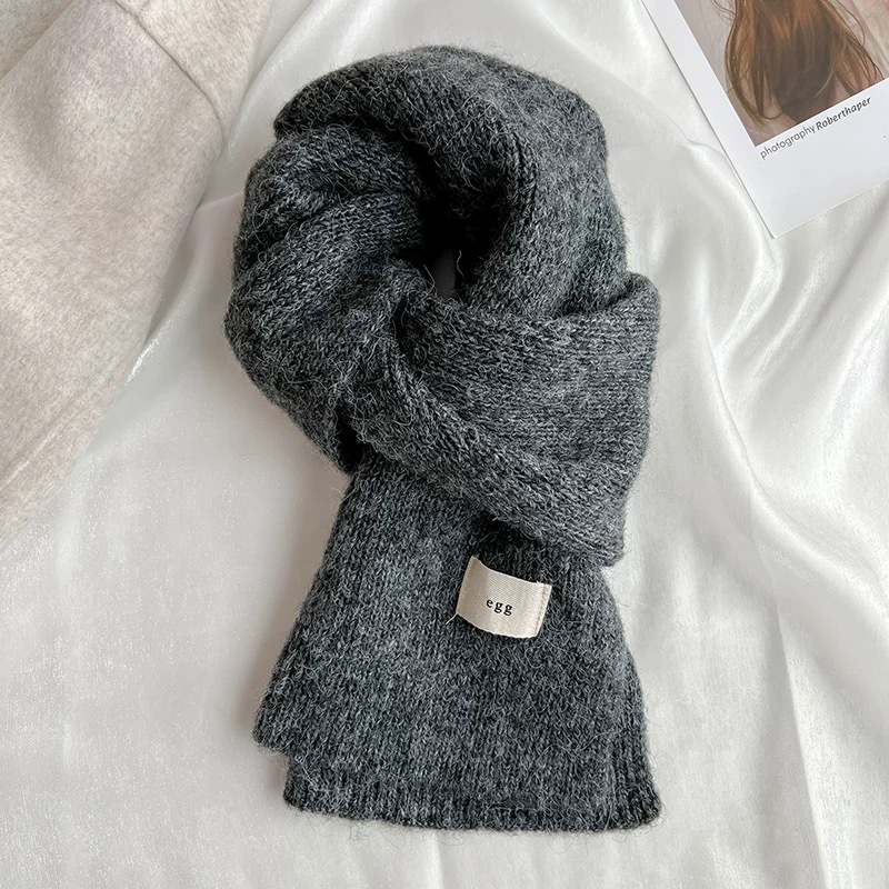 Soft and fluffy egg wool and yarn scarf for women, winter soft and glutinous knitted warm and thick ins student scarf manufacturer pic 17