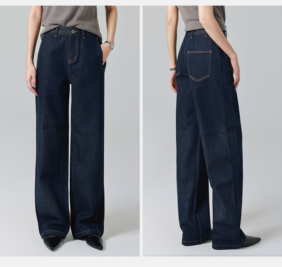 Spring Denim/Slightly curved high-waisted jeans for women, loose and wide-leg, original color 2026 Spring new style, elegant and slimming pic 16