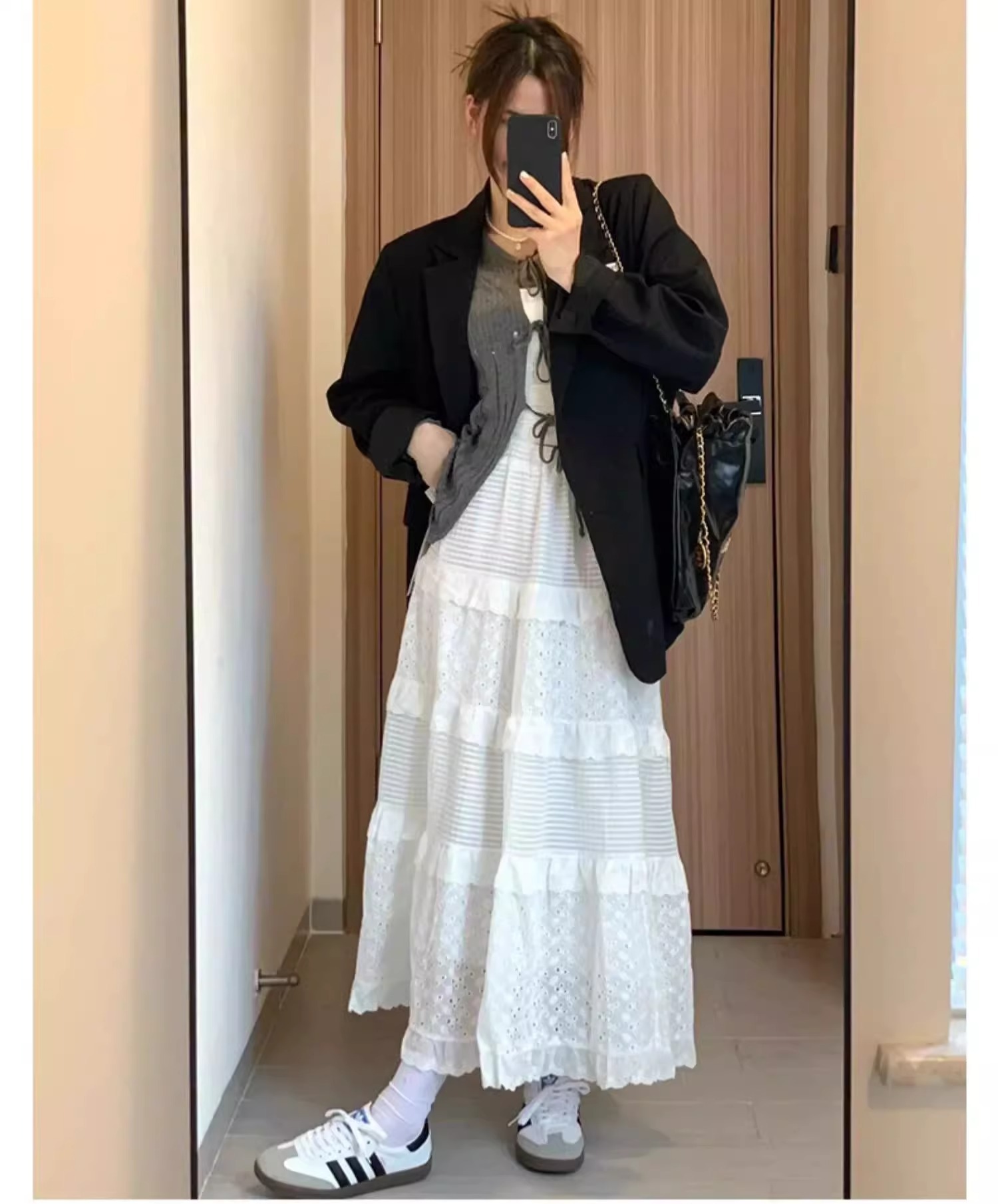 白色蛋糕裙女春秋2025新款高腰a字芭蕾风小个子蓬蓬蕾丝半身长裙详情20