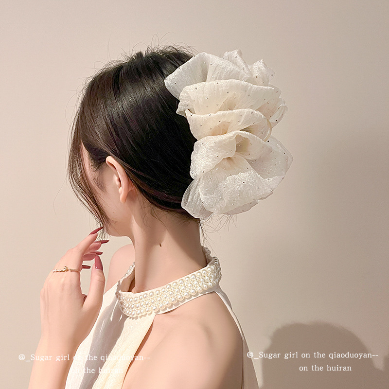 Double-sided mesh cloud bubble grab girl on the run princess head bow hair clip at the back of the head shark clip headwear pic 7