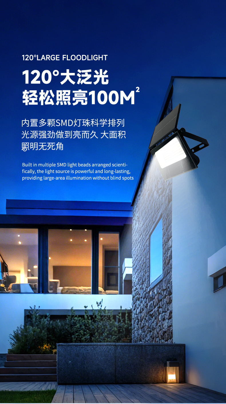 Cross-border ABS foldable solar lamp, outdoor lighting, human body sensor wall lamp, courtyard garden led solar lamp pic 9