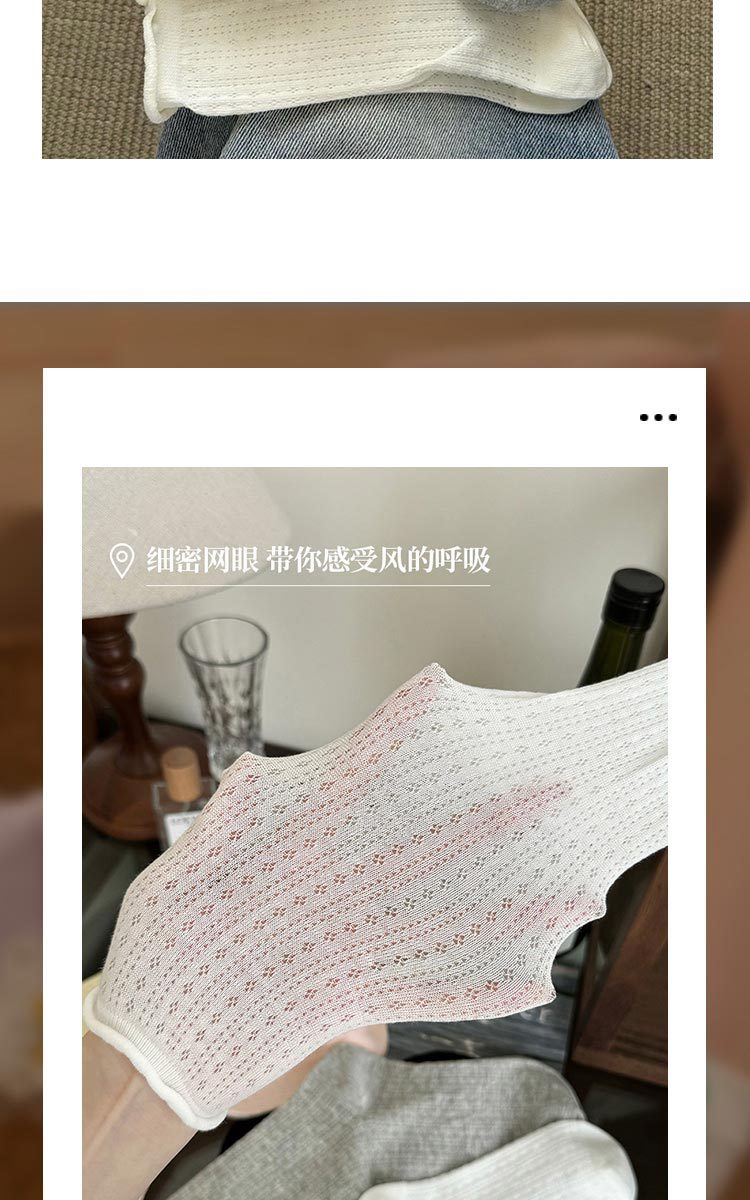 Pure cotton mid-calf socks for women, spring and summer, thin Japanese-style hollowed-out mesh, rolled edge, versatile, dui Dui socks, Zhuji Hosiery pic 3