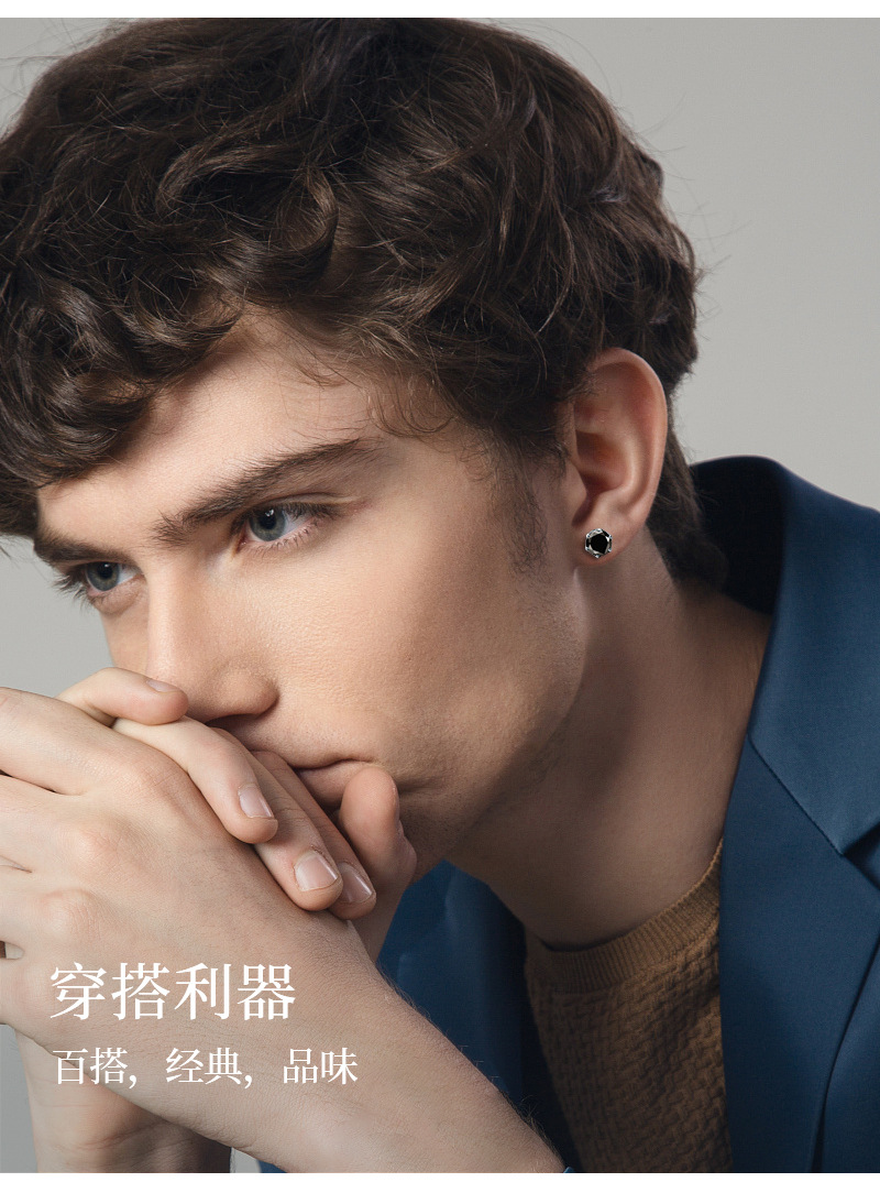 亚马逊热跨境销爆款经典百搭D色莫桑石耳钉花边六爪S925纯银耳饰详情20