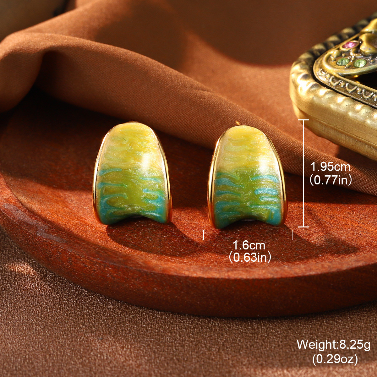 Retro high-end colored ear rings, enamel oil painting series earrings, Van Gogh Monet, niche fashion, versatile earrings for women pic 21