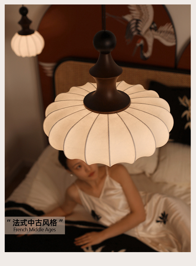 Zhaoying Bamboo Joint retro vintage bedroom chandelier, log style dining room lamp, high-end room solid wood wabi-sabi style lamp pic 9