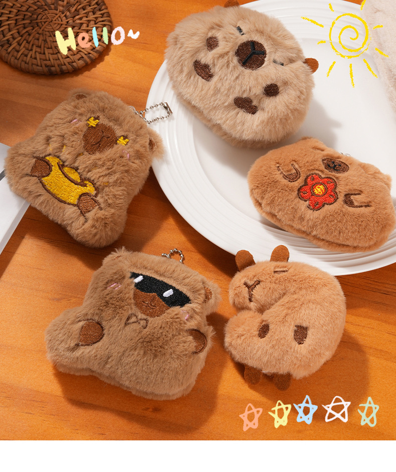 卡皮巴拉挂件配件胸针卡通毛绒动物DIY配饰装饰配件帽服装辅料发详情12