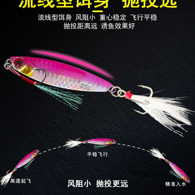 Japanese-style cut iron plate lure bait, fake bait, iron plate wholesale, slow-sinking, falling and sinking lure fish bait, used for luring fish pic 7
