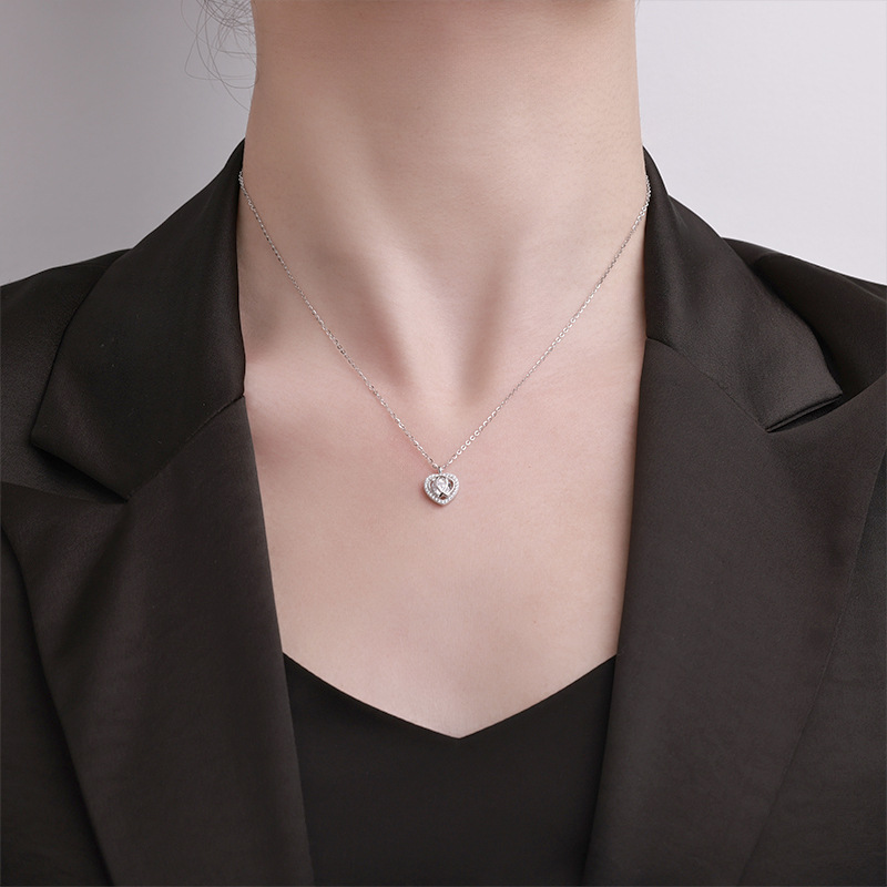 S925 All-silver Swan Kiss Heart Necklace for Women, 26 new style gourd pendant love bouquet necklace pic 38