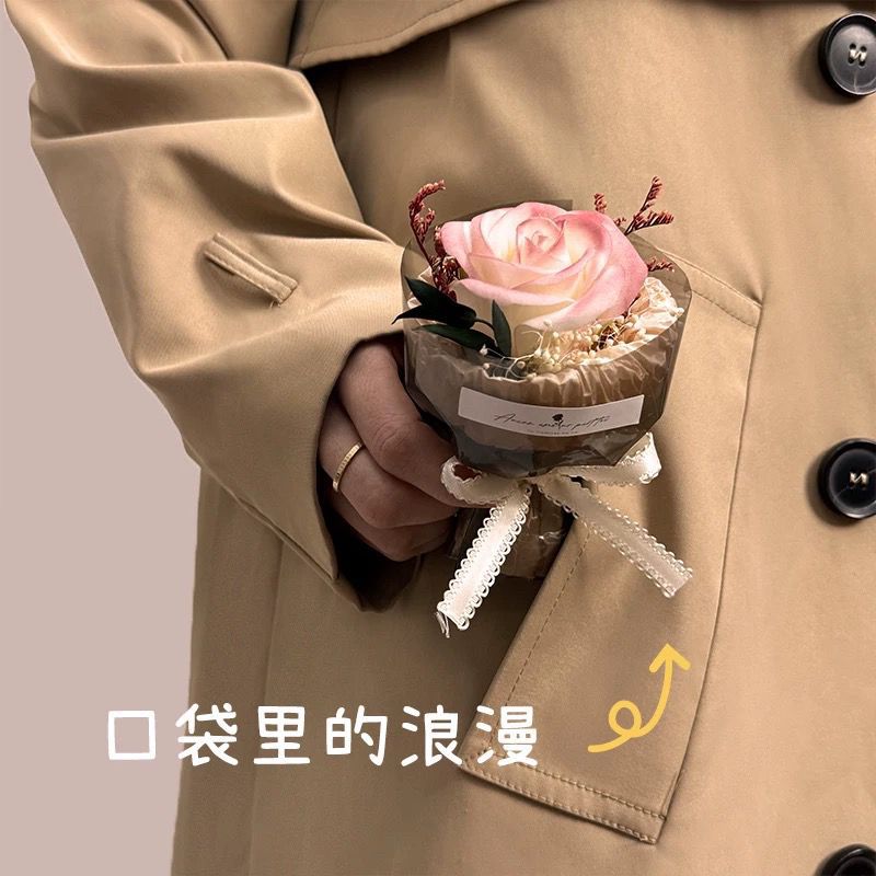 迷你口袋见面小花束玫瑰向日葵永生花仿真花伴手礼盒生日礼物装饰详情2
