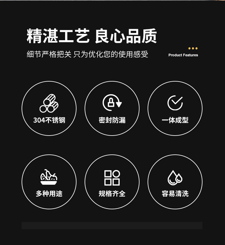不锈钢圆形保鲜盒乐扣盖食品级冰箱收纳盒露营餐盒家用户外保鲜碗详情3