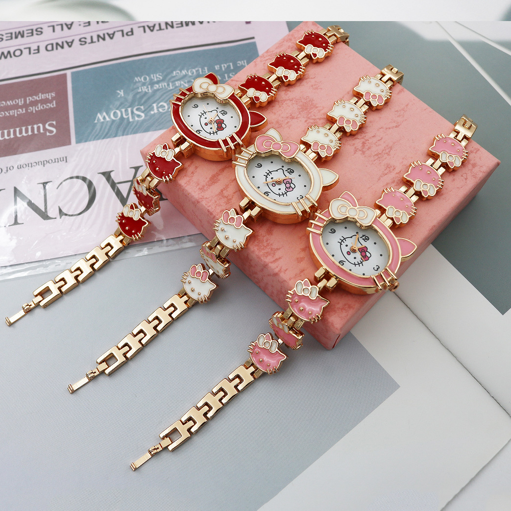 时尚KT猫卡通手表女学生手表儿童可爱手表手链表现货批发厂家热销详情6