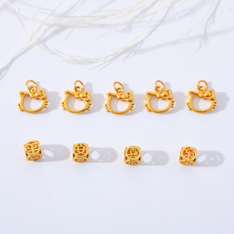diy bracelet accessories 3D peace, joy, cute cat head carved bracelet pendant jewelry factory direct supply pic 2