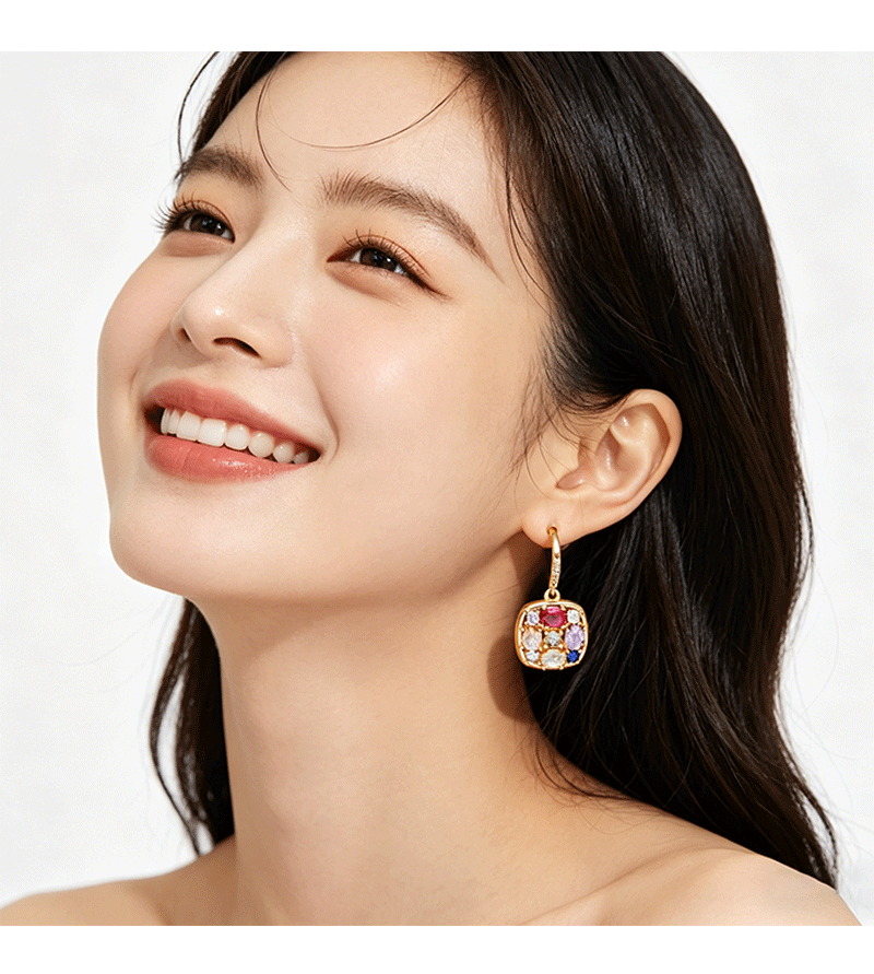 Colorful sugar cube earrings, a new bestseller in 2026, exude a sense of high-end luxury. Unique and beautiful stud earrings. Female dopamine pic 8